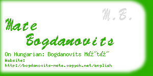 mate bogdanovits business card